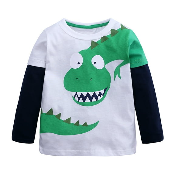 Fesfesfes Toddler Kids Dinosaur Shirt Boys Fashion Cute Dinosaur Pattern Print Long Sleeves T-shirt Tops