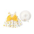 thumbnail image 1 of Fesfesfes Toddler Kids Dress Baby Girl Spring Bow Print Suspender Dress With Hat, 1 of 2