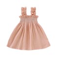 thumbnail image 1 of Fesfesfes Toddler Kids Dress Baby Girls Cute Solid Color Breathable Ruffles Elastic Band Suspenders Dress Skirt, 1 of 6