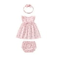 thumbnail image 1 of Fesfesfes Toddler Kids Girls Summer Flowers Print Pattern Outfit Bow Headwear Three-piece On Sale, 1 of 9