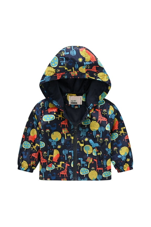 Toddler Kids Hoodie Jacket Boys and Girls Fashion Cute Cartoon Flowers Rabbit Pattern Windproof Jacket Hooded Thin Coat