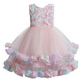 thumbnail image 1 of Fesfesfes Toddler Kids Puff Tulle Dress Baby Girls Floral Formal Princess Party Tulle Tiered Full Dress On Sale, 1 of 9