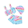 thumbnail image 1 of Fesfesfes Toddler Kids Swimsuits Girls Cute Heart Print Swimming Trunks Seaside Swimming-Cap Teen Girls Swimsuit Set, 1 of 9