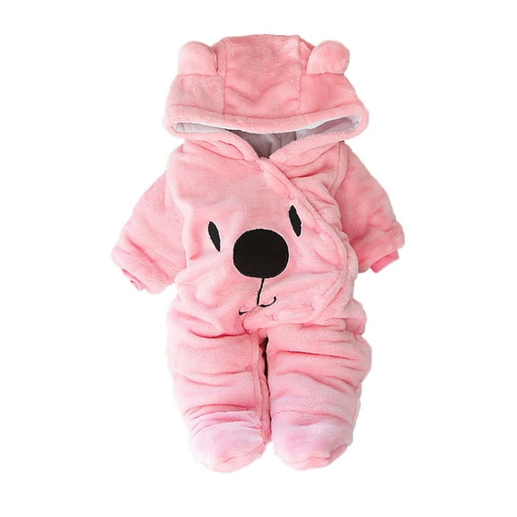 Fesfesfes Toddler Neutral Baby Bodysuit Boys Girls Bear Style Plush Cute Bear Ears Winter Thick Jumpsuit Romper On Sale