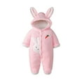 thumbnail image 1 of Fesfesfes Toddler Neutral Baby Bodysuit Boys Girls Color Plush Cute Rabbit Ears Winter Thick Keep Warm Jumpsuit Romper Summer, 1 of 5