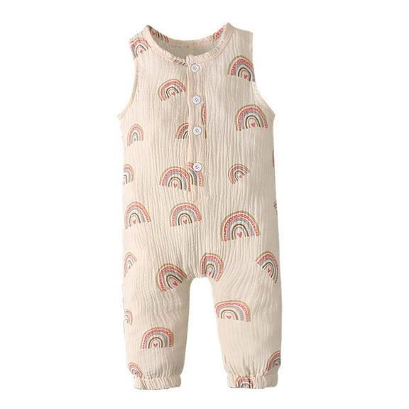 Fesfesfes Toddler Neutral Baby Bodysuit Girls Boys Sleeveless Letter Print Jumpsuit Romper