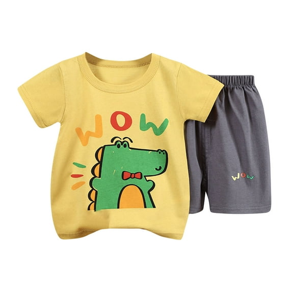 Fesfesfes Toddler Outfit Summer Girls And Boys T-shirt Shorts Sets Kids Clothes Short Sleeve Tops Shorts Set