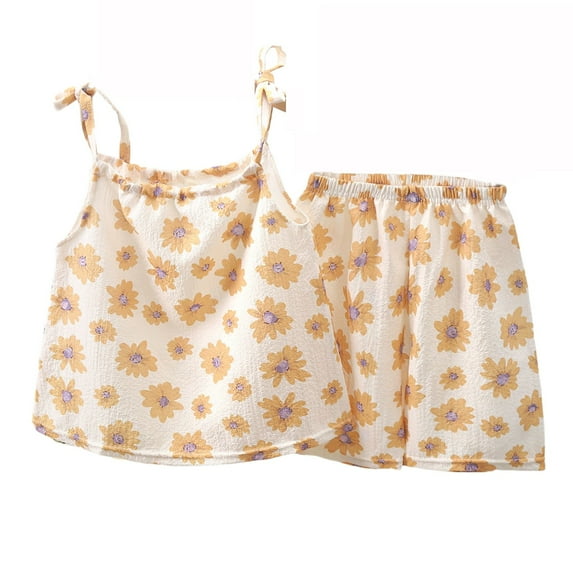 Fesfesfes Toddler Outfits Clothes Baby Summer Loungwear Sets Cute Floral Print Suits Camisole Shorts Suit