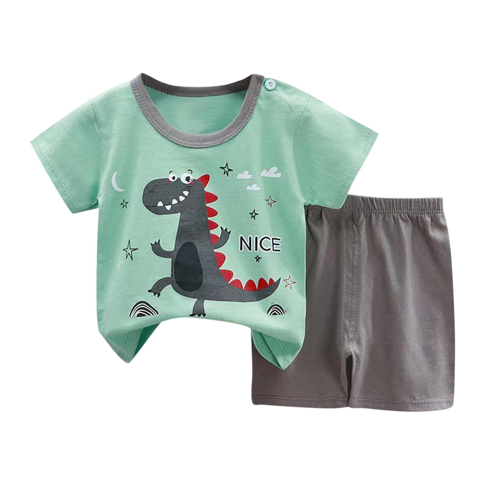 Geagodelia 2 Pack Boys Summer Short Sleeve Shorts And Solid