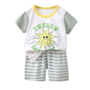 Fesfesfes Toddler Outfits Summer Girls And Boys T-shirt Baby Suits Clothes Short Sleeve Shirts Shorts Set