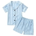 thumbnail image 1 of Fesfesfes Toddler Home Sets Print Turndown Collar Neck Tops And Short Sets Loose Kids Homewear Home Clothing Set, 1 of 9