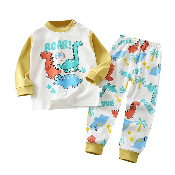 Fesfesfes Toddler Pants 2T Summer Set Boys and Girls Printing Two Piece Set Sleepwear Class Toddler Loungwear Sets
