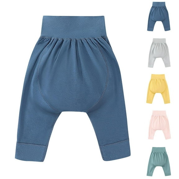 Fesfesfes Toddler Pants Thin Solid Color High Waist Pants Belly Protection Buttocks Pants Sleeping Pants Casual Elastic Waist Pants