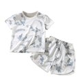 thumbnail image 1 of Fesfesfes Toddler Shirts Short Sleeve Round Neck Sets Summer Loungwear Kids Clothing T shirt And Shorts Two piece Set, 1 of 1