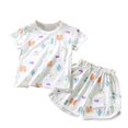 thumbnail image 1 of Fesfesfes Toddler Shirts Short Sleeve Round Neck Sets Summer Loungwear Kids Clothing T shirt And Shorts Two piece Set, 1 of 3