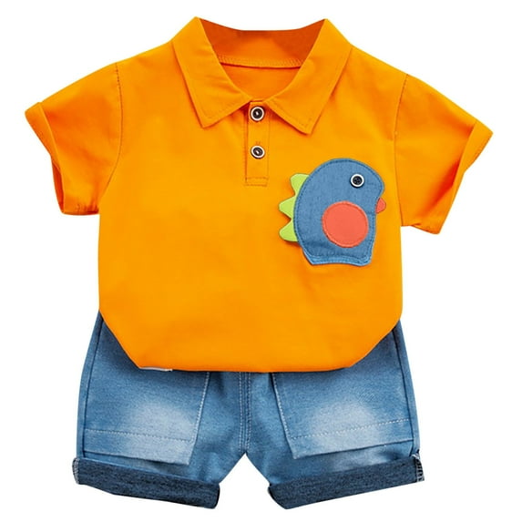Fesfesfes Toddler Skirt Toddler Kids Baby Boy Casual Dinosaur Print Short sleeved Shorts Clothes Set