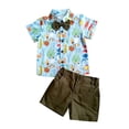 thumbnail image 1 of Fesfesfes Toddler Toddler Boys Fashion Short Sleeve Blouse Ocean Print Retro Shorts Gentlemans Suit Summer Saving, 1 of 9
