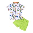 thumbnail image 1 of Fesfesfes Toddler Uniform Suits for Boys Fashion Short Sleeve Shirts with Shorts Sets Dinosaur Print Retro Shorts Back to School Suits, 1 of 9