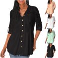 thumbnail image 1 of Fesfesfes Tops Fashion Women Summer Printing Short Sleeve V-Neck Casual Blouse Tops Tanktop Bodysuit for Women L(US:8), 1 of 7