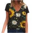 thumbnail image 1 of Fesfesfes Tops for Womem Casual Tops Comfy Fashion Womens Sunflower Print T-Shirts Round -Neck Casual Short Sleeves Tops Blouse V Neck Tees Summer Tops Tunic Clearance, 1 of 5