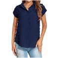thumbnail image 1 of Fesfesfes Tops for Womem Loose Summer Tops Women's Casual Sexy Fashion Summer Chiffon Short Sleeve Button Cardigan Shirt Top Blouse V Neck Blouse Tops Summer Saving Sale, 1 of 6