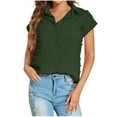 thumbnail image 1 of Fesfesfes Tops for Womem Loose Summer Tops Women's Casual Sexy Fashion Summer Chiffon Short Sleeve Button Cardigan Shirt Top Blouse V Neck Blouse Tops Summer Saving Sale, 1 of 6