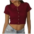 thumbnail image 1 of Fesfesfes Tops for Womem Summer Tops Women Casual Turndown Collar Buttons Short Sleeve Solid Pullover Blouse T-shirt Tops Loose V Neck Loose Blouse Tops Under 10$, 1 of 6