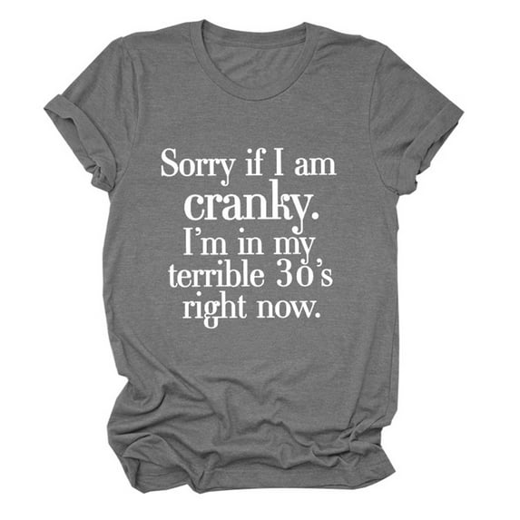 Fesfesfes Tops for Womem Tshirt Women's Casual Funny Letter Printed Round Neck Short Sleeve Tops Blouse T-Shirt Crewneck Summer T Shirt Blouse