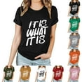 thumbnail image 1 of Fesfesfes Tops for Women's Spring And Summer Casual Daily Round Neck Short Sleeve Print Graphic T-Shirt Short Sleeve Round Neck Top/Shirt T Shirt 2XL(US:12), 1 of 8