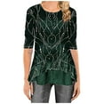 thumbnail image 1 of Fesfesfes Tops for Women O-Neck Half Sleeve Printing Splicing Plus Size Tops Easy Blouse, 1 of 8