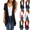 thumbnail image 1 of Fesfesfes Tshirt Women Casual Solid Short Sleeve Cardigans Drape Open Front Lightweight Summer High Low Hem Tops With Pocket Womens Casual Tops 2XL(US:12), 1 of 8