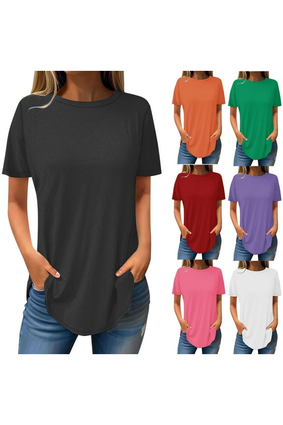 Tshirt for Women's Fashion Sold Short Sleeves Blouse Round Neck Casual Tops Short Sleeve Tops for Women 3XL(US:14)
