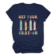 thumbnail image 1 of Fesfesfes Tshirts Shirts for Women Graphic Women Fashion Crewneck Printed Short Sleeve T-shirt Casual Loose Shirt Tops Going Out Tops 3XL(US:14), 1 of 6