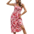 thumbnail image 1 of Fesfesfes Tube Top Dress for Women Vintage Floral Print Boho Dress Straped Sleeveless Dress Pleated Backless Vacation Beach Long Dress for Juniors Teen Girls, 1 of 7