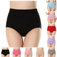 thumbnail image 1 of Fesfesfes Tummy Control Underwear For Women Solid Color Briefs Lift Panties Cotton Underpants, 1 of 4