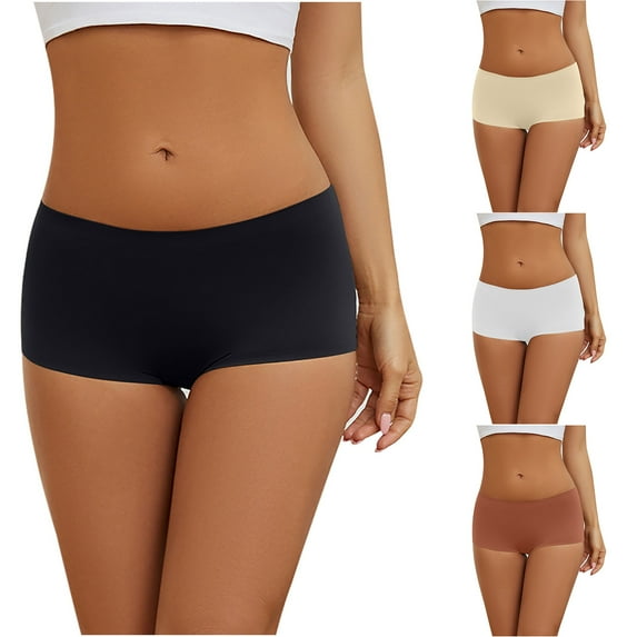 Fesfesfes Tummy Control Underwear Seamless Womens Solid Color Mid Waist Comfortable And Breathable Flat Foot Underwear