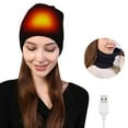 thumbnail image 1 of Fesfesfes USB Heated Knitted Hat And Neck Gaiter Set Winter Warm Heat Up Hat Dual Purpose Scarf Heating Circle Loop Scarf For Men And Women, 1 of 6