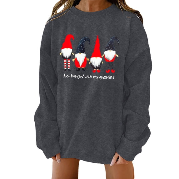 Fesfesfes Ugly Xmas Sweater Women Casual O-neck Christmas Printing Long-sleeved Sweatshirt Sale Items