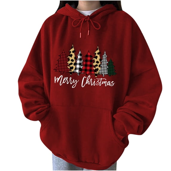 Fesfesfes Ugly Xmas Sweater Women Casual Printed Pullover O-Neck Long-Sleeved Sweater Under $10