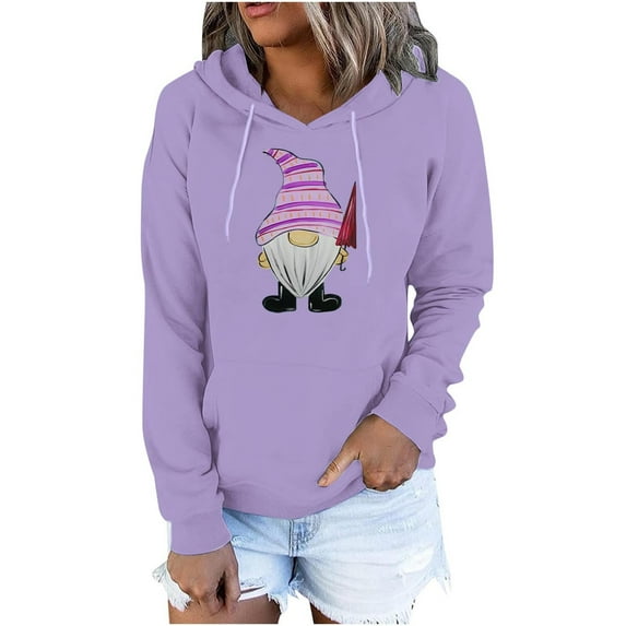 Fesfesfes Ugly Xmas Sweater Women's Casual Printed Long Sleeve Blouse Hooded Pullover Tops Sweatershirt