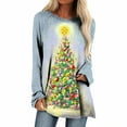 thumbnail image 1 of Fesfesfes Ugly Xmas Sweater Women's Christmas Print Loose Top Crew Neck Long Sleeves Under $10, 1 of 5