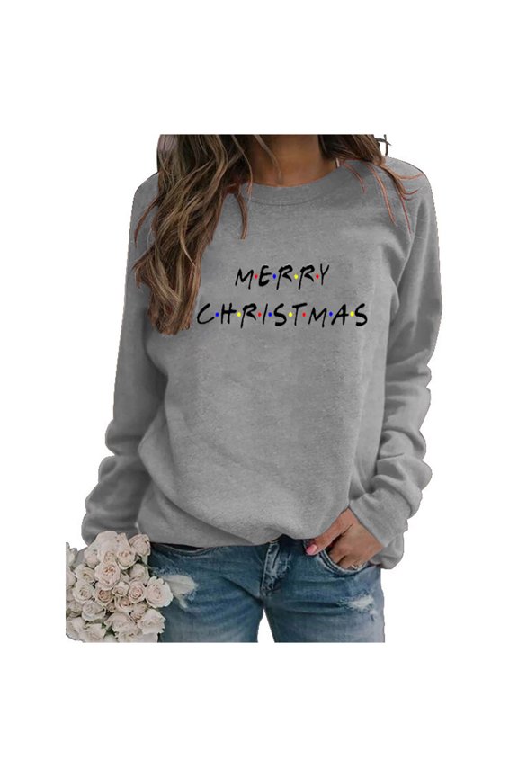 Ugly Xmas Sweater Women's Christmas Print O- Neck Long Sleeve Loosen Sweatershirt Top Under $10