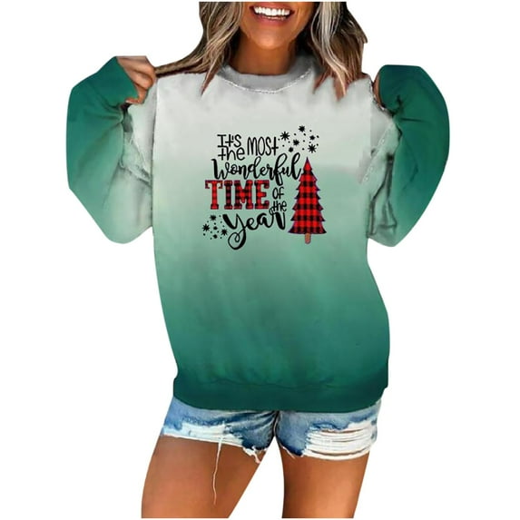 Fesfesfes Ugly Xmas Sweater Women's Long Sleeve O-Neck Ladies Printed Ladies Sweatshirt Tops Blouse Sale Items