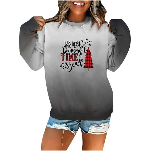 Fesfesfes Ugly Xmas Sweater Women's Long Sleeve O-Neck Ladies Printed Ladies Sweatshirt Tops Blouse Sale Items