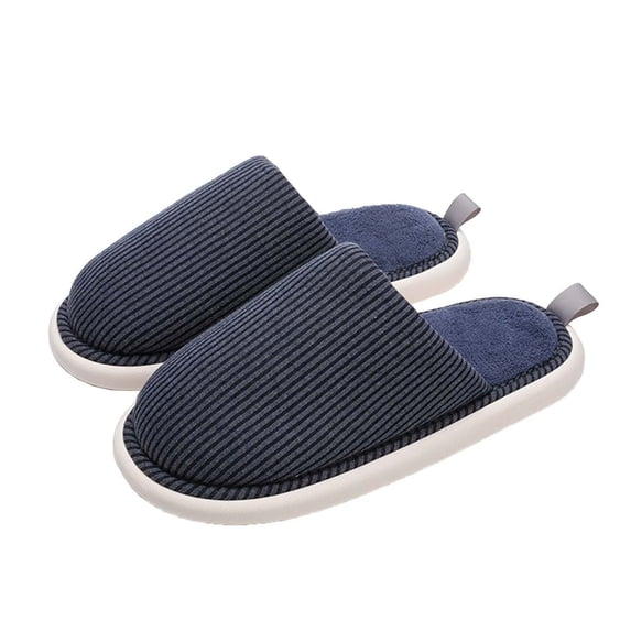Fesfesfes Unisex Adult Plush Fleece Lined Slippers Indoor Outdoor Non Slip Lightweight Warm House Shoes for Men Women Cozy Soft Cushioned Insoles Footwear for Home(Navy,42(US:9))