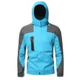 thumbnail image 1 of Fesfesfes Unisex Casual Windproof Jacket Waterproof Patchwork Hooded Jacket Zipper Hiking Ski Winter Pocket Jacket Coats Sale Items, 1 of 5