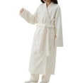 thumbnail image 1 of Fesfesfes Unisex Fleece Thickened Plush Robe Long Bathrobe Couples Winter Sleepwear Cozy Loungewear Soft Warm Housecoat for Home Relaxation Spa Wear(White,L), 1 of 2