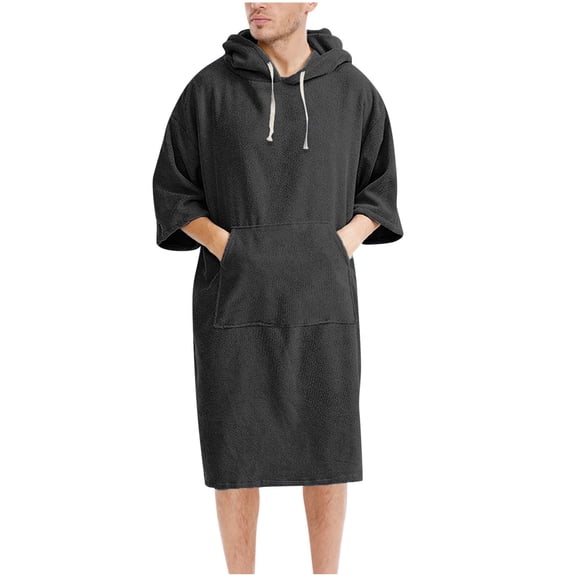 Fesfesfes Unisex Hooded Bathrobe Super Absorbent Quick Drying Beach Cover Up for Swimming Pool Surf and Travel Soft Bathing Wrap with Pockets for Men Women(Black,Free Size)