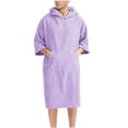 thumbnail image 1 of Fesfesfes Unisex Hooded Bathrobe Super Absorbent Quick Drying Beach Cover Up for Swimming Pool Surf and Travel Soft Bathing Wrap with Pockets for Men Women(Purple,Free Size), 1 of 4