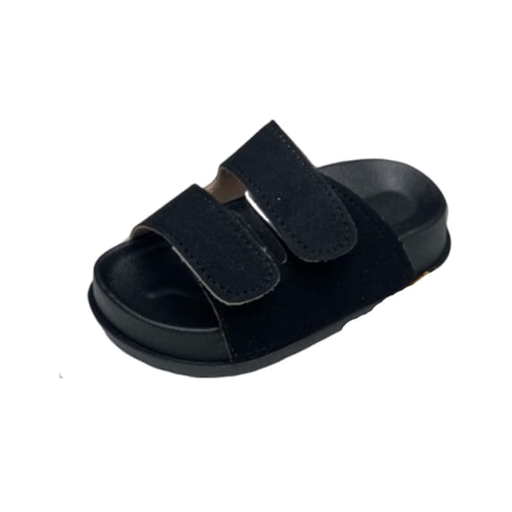 Fesfesfes Unisex Kids Solid Color Soft Sole Beach Sandals,Adjustable Two-Strap Hook-and-Loop Open Toe Slides,Cushioned Arch Support Outdoor Footwear,Casual Summer Shoes for Daily Beach Wear